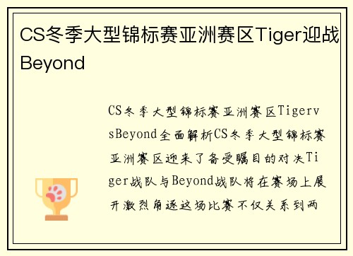 CS冬季大型锦标赛亚洲赛区Tiger迎战Beyond