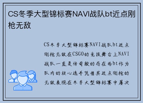 CS冬季大型锦标赛NAVI战队bt近点刚枪无敌