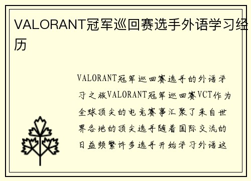 VALORANT冠军巡回赛选手外语学习经历