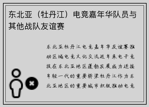 东北亚（牡丹江）电竞嘉年华队员与其他战队友谊赛